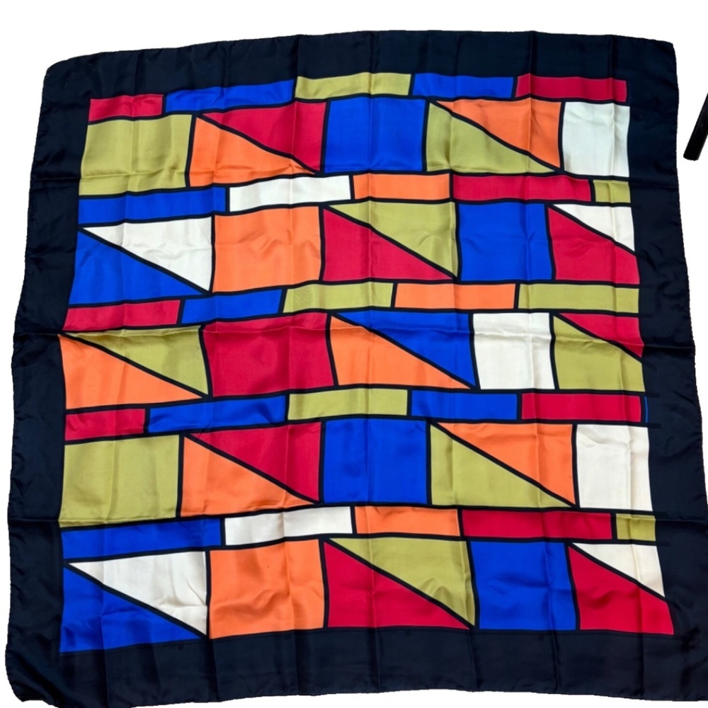 Vintage Scarf Saks Fifth Avenue Silk Scarf 34" Square Italy Made Coloblock 90s